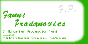 fanni prodanovics business card
